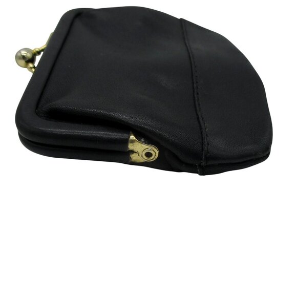Vintage COACH Black Soft Leather Kisslock Change Purse Quiet Luxury 1980's - Picture 4 of 7